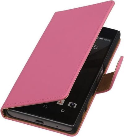 Sony Xperia Z5 Compact - Effen Roze Booktype Wallet Hoesje