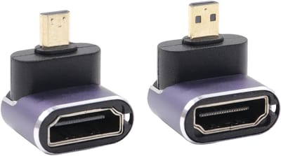 90 Graden Micro HDMI naar HDMI Adapter - UHD 8K, 48Gbps High Speed, 2.1 Extender voor 8K@60Hz en 4K@120Hz (2-pack)