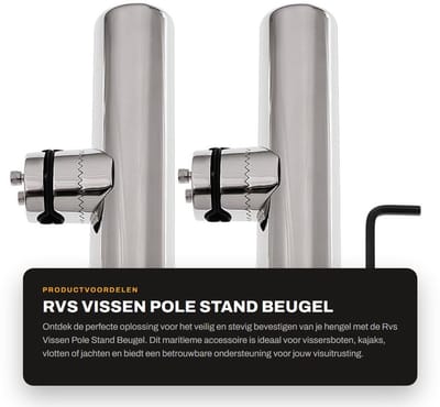 Dailygoods- Hengelhouder RVS - Verstelbare Hengelsteun - Anticorrosie - Geschikt voor Rails 18mm tot 26mm - Hoogwaardige 316 Roestvrij Staal - 23cm Lengte - Vissensteun