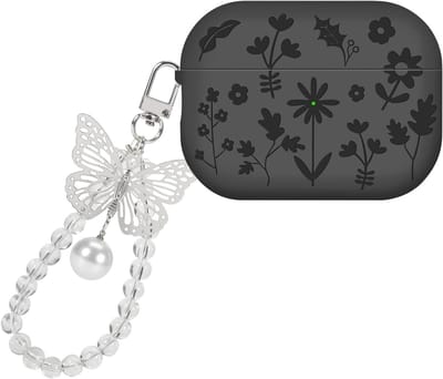 Zachte Silicone Hoes voor AirPods Pro en Pro 2 - Bloem Motief met Sleutelhanger, Stootvast en Stofbestendig, Perfect voor Vrouwen