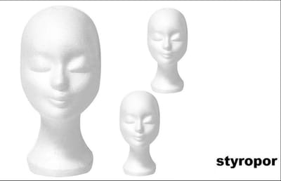 3x Pruikenhouder tempex wit (styropor) - Thema feest carnaval kapper festival pruiken
