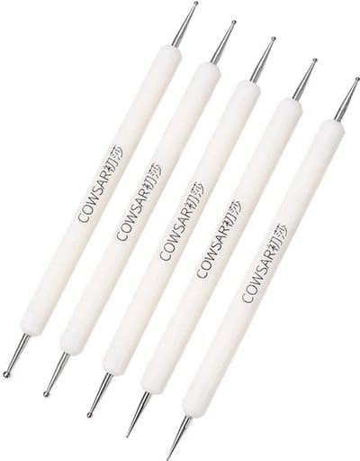 Crrynuo - Nagel Art Dubbelzijdige Stippenpen - PMMA/IJzer - 12,8cm - Voor Stippen-Draden en Sierstenen-wit