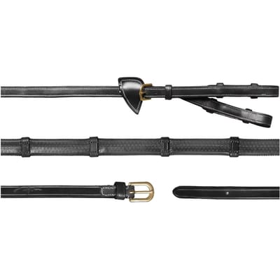 1/2 Converter Rubberteugels met 7 leren passanten Zwart Cob