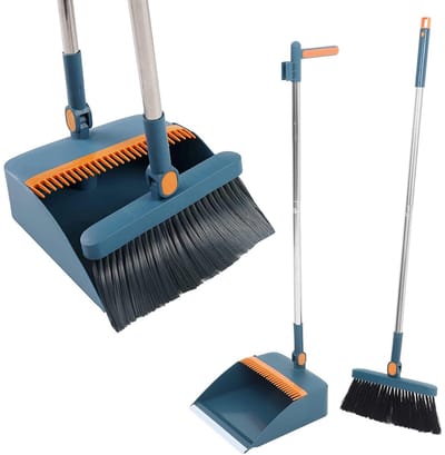 Bezem- en Stofferset - Rechtopstaande Bezem en Stoffercombinatie - 180° Draaibare Zelfreinigende Bezem - Geschikt Voor Huizen, Keukens, Vloeren, Kantoren en Woonkamers
