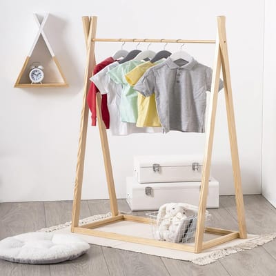 Kledingrek Perryn - Hout/Wit - 78 x 38 x 126 cm - Voor Kinderen