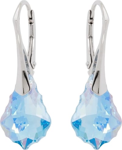 DBD - Zilveren Oorbellen - Swarovski Kristal Elements - Barok Aquamarijn Blauw - 16MM - Anti Allergisch