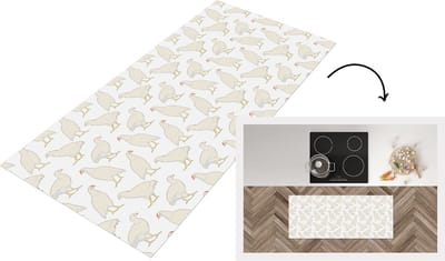 Keukenloper - Loper keuken - Vogel - Kippen - Patronen - 120x50 cm - Keukenloper vinyl