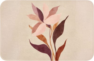 WC mat 60x40 cm - Antislip - Bloemen - Blaadjes - Minimalistisch - Roze - Toiletmat - Vloermat - Douchemat - Toilet tapijt - Toiletmatten