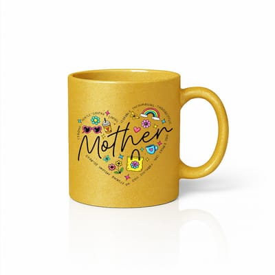 Luxe Gouden Moederdag Mok - Hart Illustratie - 330ml Goud Keramische Cadeau Mok
