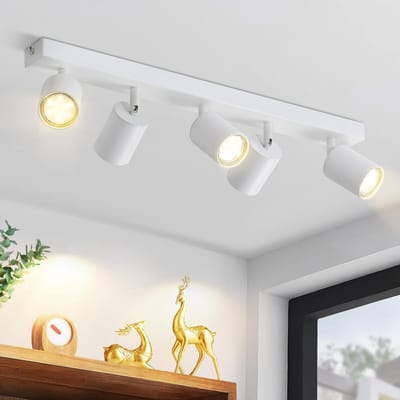 NETTLIFE Opbouwspot - GU10 fitting - Plafondlamp - plafondspot met 5 lichtpunten - spots - WIt opbouwspots - L 55 cm - draaibar - kantelbaar - plafoniere - excl. GU10-excl. lichtbron