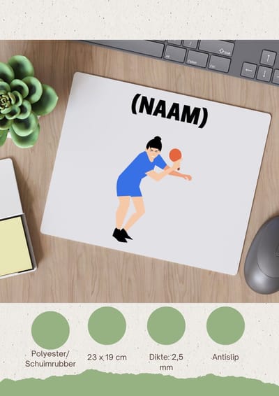 Akyol - tafeltennis met eigen naam Muismat - Sport - tafeltennisser - ping pong - 23 bij 19 cm
