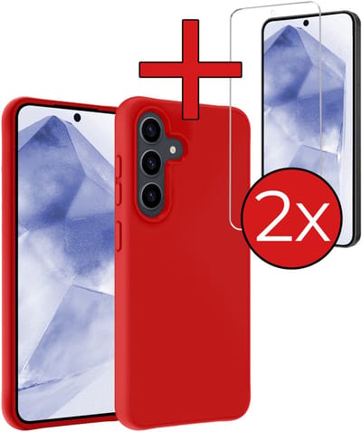 Hoesje - Met 2x Screenprotector - Geschikt voor Samsung Galaxy A56 - Sterk & Shockproof - Telefoon Hoes - Back Cover - Siliconen Case - Telefoonhoes - Rood
