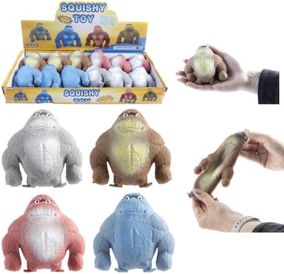 Kidsfun gorilla knuffelbaar speelgoed gevuld met zand 10 cm.