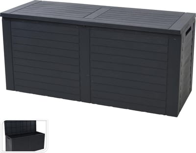 Kussenbox - Tuinkist - Opslagbox - 240 Liter - Met verzonken handgrepen - 115x45x53CM - Zwart
