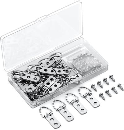 carmdering - D-Ring Beeldophanger - D-Ring Muurbevestiging - Ophangset - 18 Kg Draagvermogen - Dubbel Gat Ontwerp - Ijzer Met Nikkelcoating - Corrosiebestendig - Veilige Wandmontage - 30 Delige Set