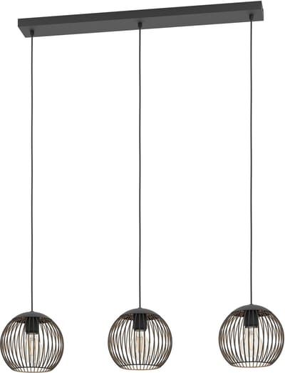 EGLO Almanzora Hanglamp - E27 - 90 cm - Zwart/Koper