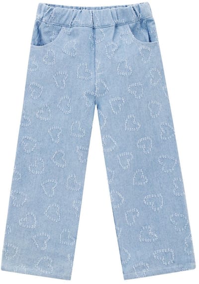Moderne Cotton Denim Rechte Kinderbroek met Hartmotief - Lichtblauw - 2 Jaar