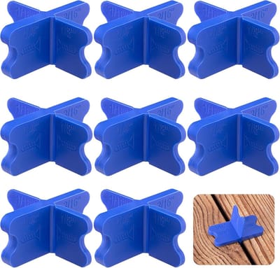 Terrasafstandshulp - 4 Diktes (1/16", 1/8", 3/16", 1/4") - Voor Composiet en Houten Terrasplanken - ABS - 8 stuks - Blauw