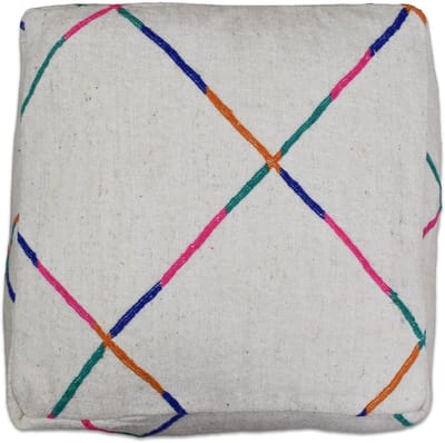 Poufs&Pillows Marokkaans Vloerkussen Beni Ouarain - Kilim poef - handgeweven unieke vloerpoef uit wol - Gevuld geleverd