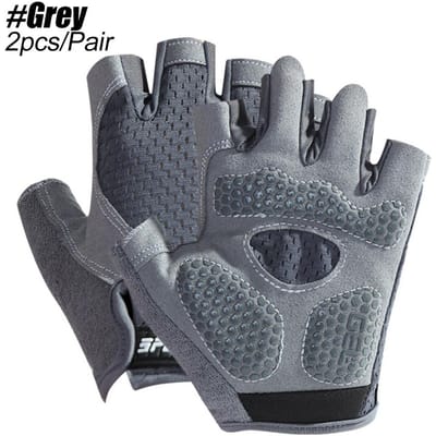 Gants de Vélo Mi-Doigts pour Enfants Antidérapants Réglages Réglables Mitaine Gant Amortisseur Idéal Pour la Pêche le Vélo le Roller le Sport en Plein Air M gris