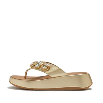 FitFlop FitFlop F-Mode Ultra-Jewel Leather Toe-Post Sandals BRUIN - Maat 42