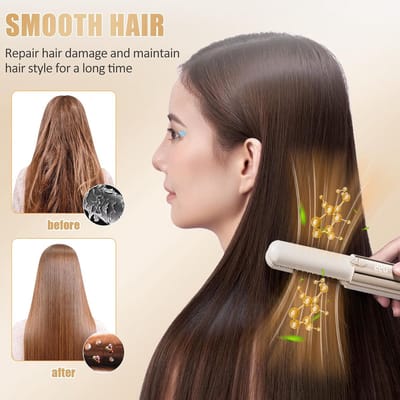 Haarstijltang – Mini Stijltang voor Kort Haar – Kleine Reisstijltang met Keramische Platen – 7 Temperaturen 160°C-220°C – LCD-display – Mini Reisstijltang (Wit)