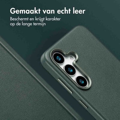 Accezz Hoesje - Geschikt voor Samsung Galaxy S25 Plus - Magnetische Ring Leather Backcover - Cedar Green