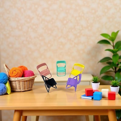 Miniatuur Klapstoelen - Poppenhuis Meubels - Poppenhuis Decoratie - Met Vouwmechanisme - 1/12 Schaal - Veelkleurig