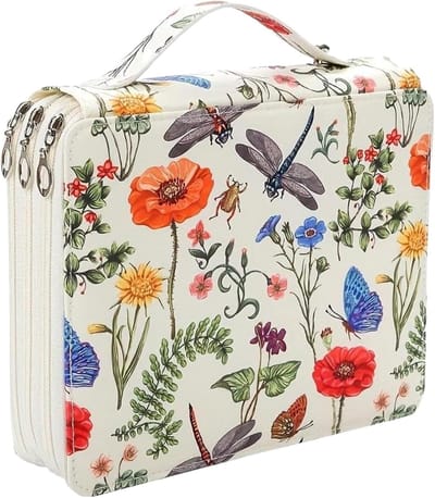 Gekleurde Potlood Organizer 120 Slots Marker Organizer Case met Print Patroon 9,4 x 7,9 x 2,5 Art Pencil Case met Rits voor Aquarel Pennen of Markers &