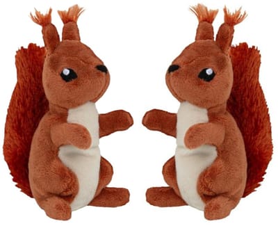 Nature Planet Knuffeldier eekhoorn - 2x - zachte pluche stof - veel details - rood - 13 cm - Cadeau - Kinderen - Bosdieren