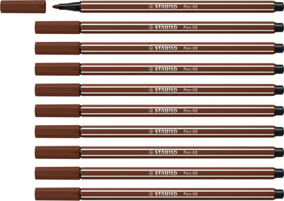 STABILO Pen 68 - Premium Viltstift - Bruin - Doos 10 stuks