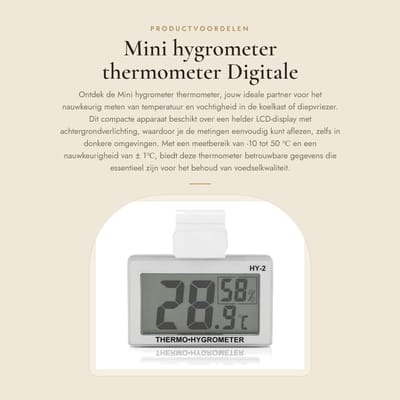 Dailygoods - Mini hygrometer thermometer - Digitale temperatuur en vochtigheid monitor - Waterbestendig - LCD-display met achtergrondverlichting - Ges...