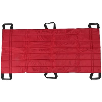 Tapis de transfert pour patients avec 6 poignées, coussin de levage et de déplacement pour personnes âgées handicapées rouge
