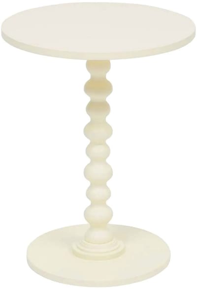 Atmosphera Bijzettafel/salontafel Alexa - ivoor - MDF hout - rond - Planten verhoger - D38 x H50 cm