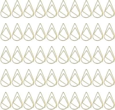 Set van 100 metalen paperclips in waterdruppelvorm - gouden bookmarks voor boeken, memo's en foto's