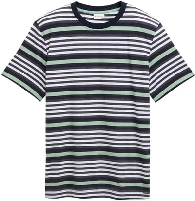 Tom Tailor - T-shirt met gestreept patroon - Maat XXL - navy multicolor melange stripe