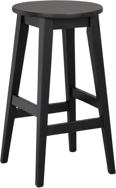 Rowico Home Austin Barkruk Zwart - Hout - Barkruk zonder Rugleuning - Zonder Armleuning - Rond - Voor Kookeiland - Zithoogte 65 cm
