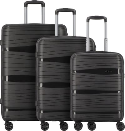 d & n Travel Line 4300 4 wielen Kofferset 3-delig - Harde bagage - TSA slot - schwarz
