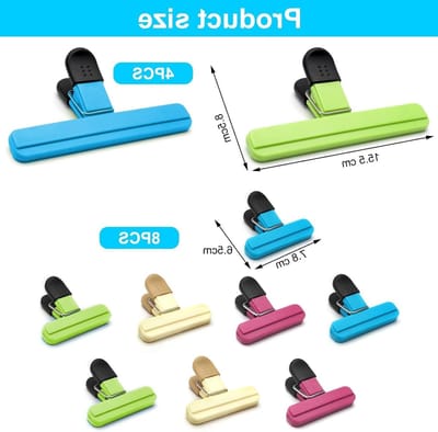 Set van 12 Herbruikbare Plastic Sluiting Clips voor Voedsel, Ideaal voor Zakjes en Bewaring, Verkrijgbaar in 4 Kleuren