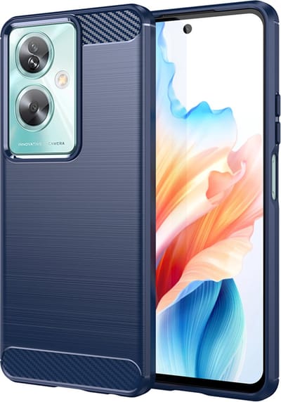 MobyDefend Hoesje - Geschikt voor Oppo A79 / OnePlus Nord N30 SE - TPU Backcover - Geborstelde Metaal & Carbon-Look - Blauw