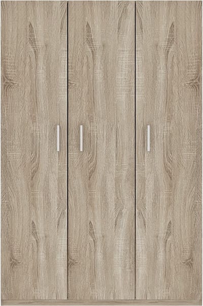 Interiax Opbergkast - Kledingkast 'Mila' - 3 Deuren & 8 Legplanken | Sonoma Eik | 180x120x42 cm