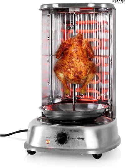RFWR® Draaibare verticale grill met 1800W voor vetvrij grillen - Grillkip, kebab, gyros en meer