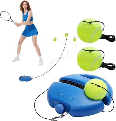 Tennis Trainer Set - Oefenbal met Koord - Solo Tennis Training - Zelfstandige Oefening - 21x21x5cm - Blauw