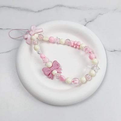 Roze Strik Beer Ster Bloem Mobiele Telefoon Lanyard Telefoonkettingen Voor Vrouwen Meisjes Zoete Parel Telefoon Bedel Riem Anti-verlies Accessoires plastic