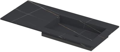 INK Post Wastafel Keramische Slab Envelop Bak Rechts Zonder Kraangat - 1000x450x10 mm - Lauren Black Mat