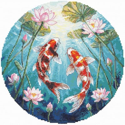 Borduurpakket ANK-73 - Carps and lotuses - Karpers en Lotus - Andriana