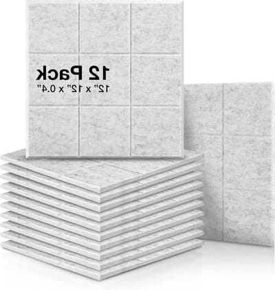 Akoestische Geluidsisolatie Panel - 12 Pack 12 X 12 X 04 Inch - Lichtgrijs - Geluidsisolatie Panel Met Bevled Edge - Huis Kantoren - Akoestische Behandeling - 9 Blokken - Vierkant Ontwerp