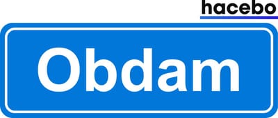 Hacebo - Plaatsnaam Sticker - 29x10 CM - Obdam sticker - Verkeersborden sticker - grappige cadeaus - Obdam