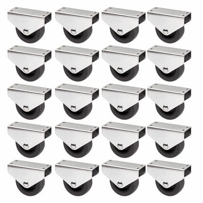 SOTECH Set van 20 Boxwielen PASSAU (Ø 50 mm, voor onderbouwmontage, donkergrijs) Transportwielen, stil en vloervriendelijk, Ideaal voor bedkasten en vloerlades