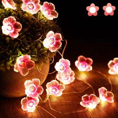longziming - Licht snoer lichtslinger - Ledlampjes - 4 Meter - Roze Bloemvormige LED's In Flexibel Koperdraad - 1 - Voor Binnen En Buiten Decoratie - Roze